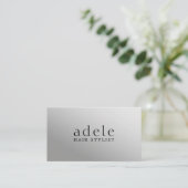 Carte De Visite Coiffeur Minimal Élégant Faux Argent (Debout devant)