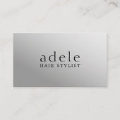 Carte De Visite Coiffeur Minimal Élégant Faux Argent (Devant)