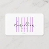 Carte De Visite Coiffeur Minimal Script Blanc Violet (Devant)