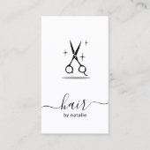 Carte De Visite Coiffeur minimaliste ciseau Stylo cheveux (Devant)