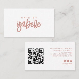 Carte De Visite Coiffeur Minimaliste Dusty Rose Script