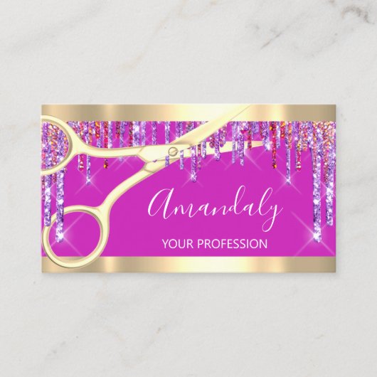 Carte De Visite Coiffeur moderne Ciseaux Coiffeur Rose (Devant)