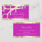 Carte De Visite Coiffeur moderne Ciseaux Coiffeur Rose (Devant / Derrière)