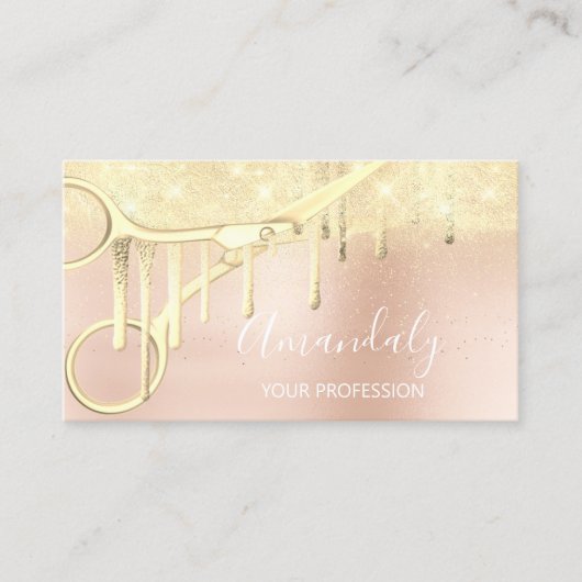 Carte De Visite Coiffeur moderne Ciseaux Coiffeur Rose Gold VIP (Devant)