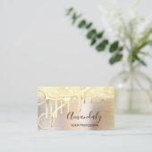 Carte De Visite Coiffeur moderne Ciseaux Coiffeur Rose Or (Debout devant)