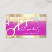 Carte De Visite Coiffeur moderne Ciseaux Coiffeur Vivid rose (Devant)