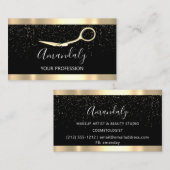 Carte De Visite Coiffeur moderne Ciseaux confetti d'or (Devant / Derrière)