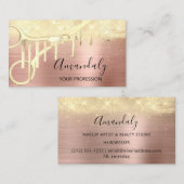 Carte De Visite Coiffeur moderne Coiffeur ciseaux Rose or (Devant / Derrière)