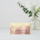 Carte De Visite Coiffeur moderne Coiffeur ciseaux Rose or (Debout devant)