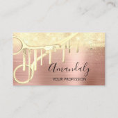 Carte De Visite Coiffeur moderne Coiffeur ciseaux Rose or (Devant)