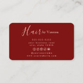 Carte De Visite Coiffeur Moderne Coiffeuse Chic Rose Or Rouge (Dos)