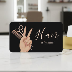 Carte De Visite Coiffeur Moderne Coiffeuse Rose Gold Noir