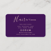 Carte De Visite Coiffeur Moderne Coiffeuse Rose Or Violet (Dos)