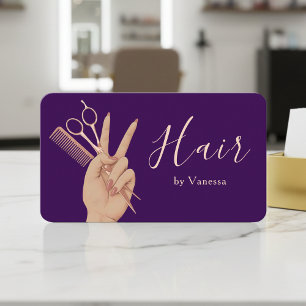 Carte De Visite Coiffeur Moderne Coiffeuse Rose Or Violet