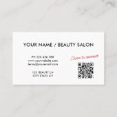 Carte De Visite Coiffeur Moderne de Style Élégant (Dos)