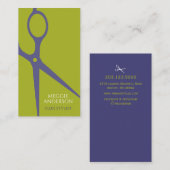 Carte De Visite Coiffeur Moderne Graphique Vert Violet (Devant / Derrière)