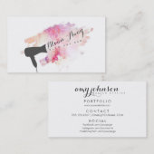 Carte De Visite coiffeur moderne grunge rose chic bar à sec (Devant / Derrière)