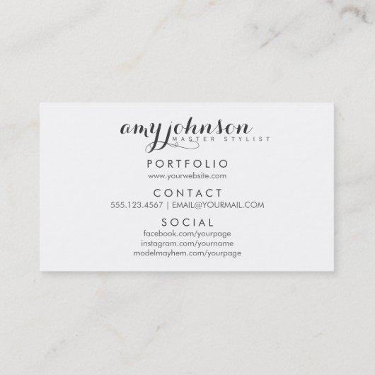 Carte De Visite coiffeur moderne grunge rose chic bar à sec (Dos)