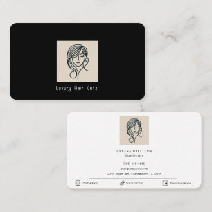 Carte De Visite Coiffeur Moderne Minimaliste Beige Blanc Minimalis