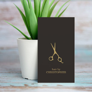 Carte De Visite Coiffeur Moderne Minimaliste Faux Or Sombre