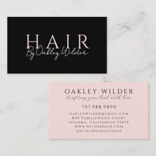Carte De Visite Coiffeur Moderne Noir et Blush