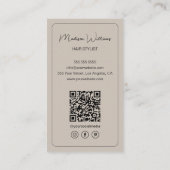 Carte De Visite Coiffeur Moderne Photo Beige (Dos)