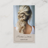 Carte De Visite Coiffeur Moderne Photo Beige (Devant)