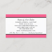 Carte De Visite Coiffeur moderne Preppy Pink Black Hair Salon (Dos)