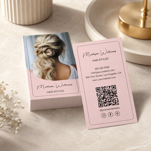 Carte De Visite Coiffeur Moderne Rose