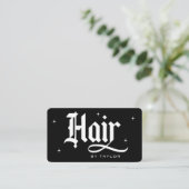 Carte De Visite Coiffeur Moderne Salons de coiffure Marque Noir (Debout devant)