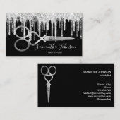 Carte De Visite Coiffeur moderne Silver drilist coiffeur (Devant / Derrière)