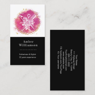 Carte De Visite Coiffeur moderne Styliste Ciseaux Comb rose Chic