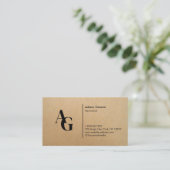 Carte De Visite Coiffeur Monogram Kraft (Debout devant)