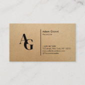 Carte De Visite Coiffeur Monogram Kraft (Devant)