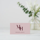 Carte De Visite Coiffeur monogramme moderne initiales rose rouge (Debout devant)