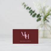 Carte De Visite Coiffeur monogramme moderne initiales rouge rose (Debout devant)