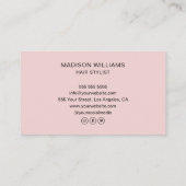 Carte De Visite Coiffeur Monogramme Rose Pâle (Dos)