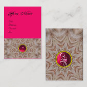 Carte De Visite Coiffeur monogramme, rouge rose rubis, noir (Devant / Derrière)