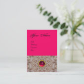 Carte De Visite Coiffeur monogramme, rouge rose rubis, noir (Debout devant)
