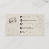 Carte De Visite Coiffeur Neutre Lin Floral Élégant Script (Dos)