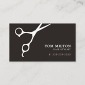 Carte De Visite Coiffeur noir blanc élégant simple (Devant)