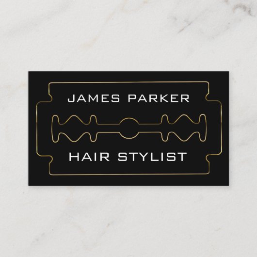 Carte De Visite Coiffeur noir de coiffeur de lame de rasoir (Devant)