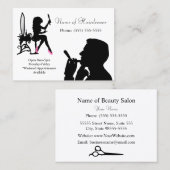 Carte De Visite Coiffeur noir et blanc pour hommes et femmes (Devant / Derrière)