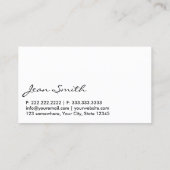 Carte De Visite Coiffeur noir moderne d'étiquette (Dos)