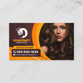 Carte De Visite Coiffeur Orange Brown Coiffeur Coiffeur Maquillage (Devant)