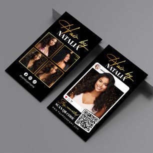 Carte De Visite Coiffeur Photo Paillettes Noir Or Tendance