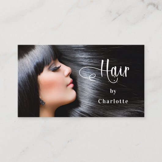 Carte De Visite Coiffeur photo script beauté QR code (Devant)