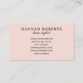 Carte De Visite Coiffeur Photo Script Rose Pâle (Dos)