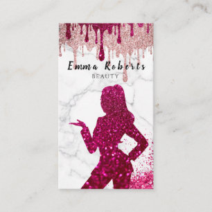 Carte De Visite Coiffeur Pink Bokeh Brille Paillettes Étincelantes