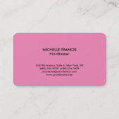 Carte De Visite Coiffeur Plaque Simple Pink Professionnel (Dos)